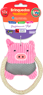 Brinquedo Pelúcia Tex Brasil Porquinho com Corda Rosa para Cães - Tam. Único