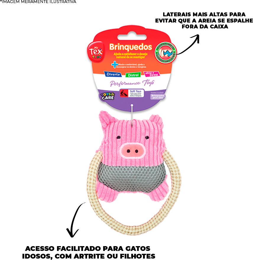 Brinquedo Pelúcia Tex Brasil Porquinho com Corda Rosa para Cães - Tam. Único