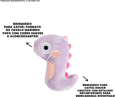 Brinquedo Pelúcia Tex Brasil Cavalo Marinho com Catnip Cinza para Gatos - Tam. Único
