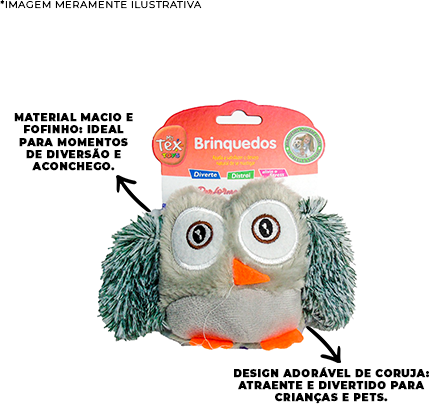 Brinquedo Pelúcia Tex Brasil Coruja Colorida para Gatos - Tam. Único
