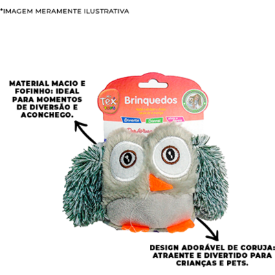 Brinquedo Pelúcia Tex Brasil Coruja Colorida para Gatos