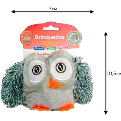 Brinquedo Pelúcia Tex Brasil Coruja Colorida para Gatos