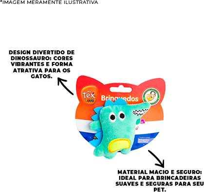 Brinquedo Pelúcia Tex Brasil Dragão com Catnip Verde para Gatos - Tam. Único