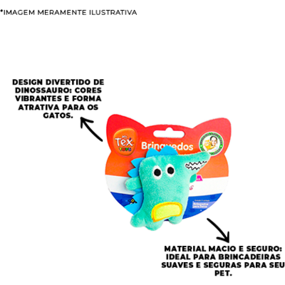 Brinquedo Pelúcia Tex Brasil Dragão com Catnip Verde para Gatos