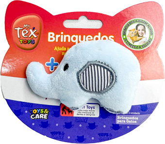 Brinquedo Pelúcia Tex Brasil Elefante com Catnip Azul para Gatos - Tam. Único