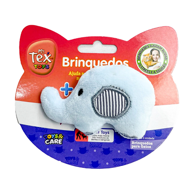 Brinquedo Pelúcia Tex Brasil Elefante com Catnip Azul para Gatos