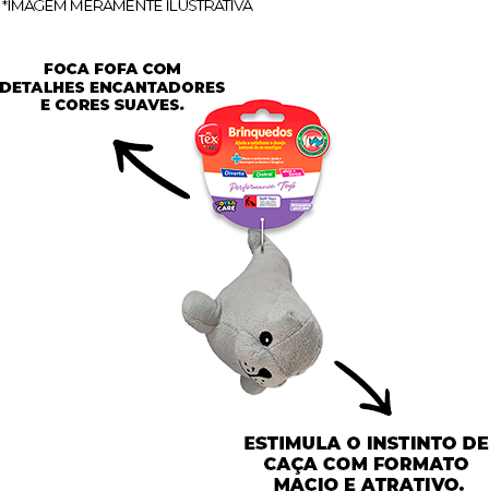 Brinquedo Pelúcia Tex Brasil Foca Cinza para Cães - Tam. Único