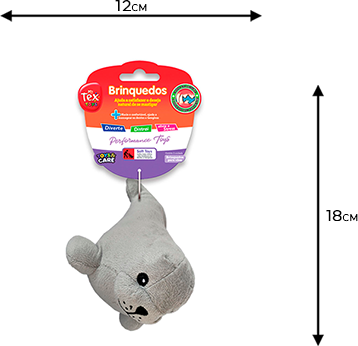 Brinquedo Pelúcia Tex Brasil Foca Cinza para Cães - Tam. Único