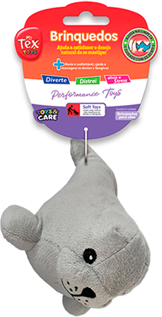 Brinquedo Pelúcia Tex Brasil Foca Cinza para Cães - Tam. Único