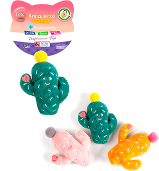 Brinquedo Pelúcia Tex Brasil Mini Cacto Color com Catnip para Gatos - Tam. Único