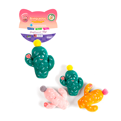 Brinquedo Pelúcia Tex Brasil Mini Cacto Color com Catnip para Gatos