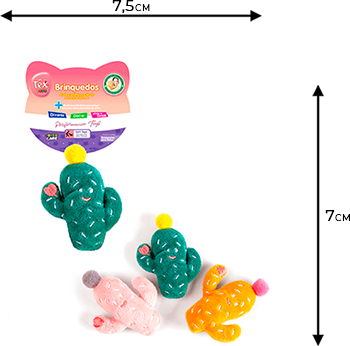 Brinquedo Pelúcia Tex Brasil Mini Cacto Color com Catnip para Gatos - Tam. Único