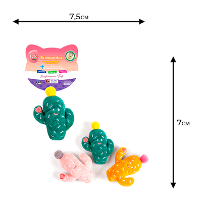 Brinquedo Pelúcia Tex Brasil Mini Cacto Color com Catnip para Gatos