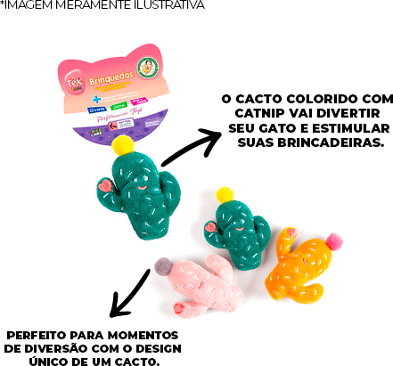 Brinquedo Pelúcia Tex Brasil Mini Cacto Color com Catnip para Gatos - Tam. Único