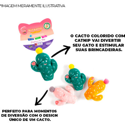 Brinquedo Pelúcia Tex Brasil Mini Cacto Color com Catnip para Gatos