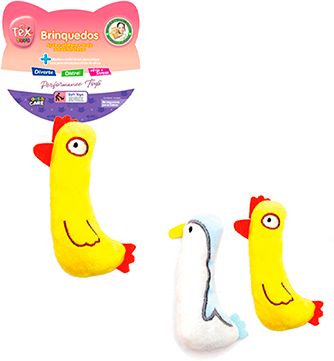 Brinquedo Pelúcia Tex Brasil Mini Frango Color com Catnip para Gatos - Tam. Único
