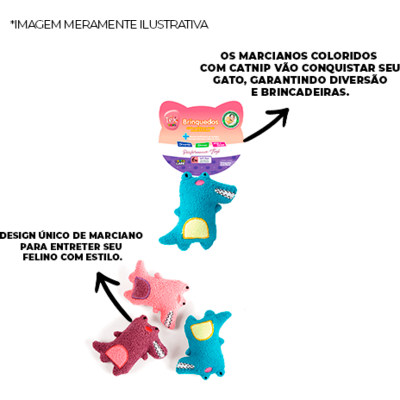 Brinquedo Pelúcia Tex Brasil Mini Marcianos com Catnip para Gatos