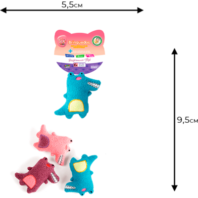 Brinquedo Pelúcia Tex Brasil Mini Marcianos com Catnip para Gatos