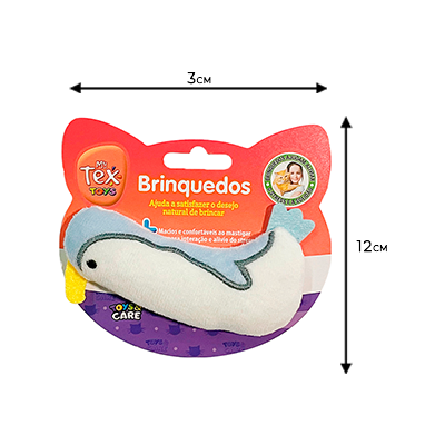 Brinquedo Pelúcia Tex Brasil Mini Pingui Branco com Catnip para Gatos
