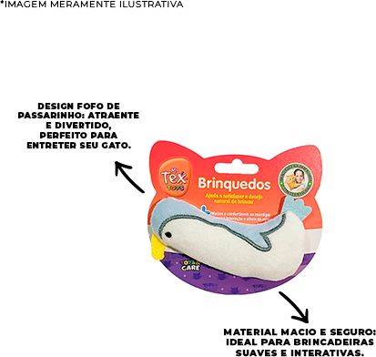 Brinquedo Pelúcia Tex Brasil Mini Pingui Branco com Catnip para Gatos - Tam. Único