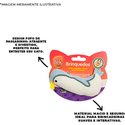 Brinquedo Pelúcia Tex Brasil Mini Pingui Branco com Catnip para Gatos