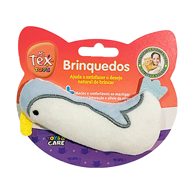 Brinquedo Pelúcia Tex Brasil Mini Pingui Branco com Catnip para Gatos