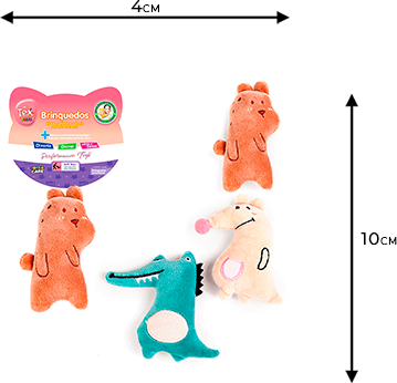 Brinquedo Pelúcia Tex Brasil Mini Zoo com Catnip para Gatos - Tam. Único