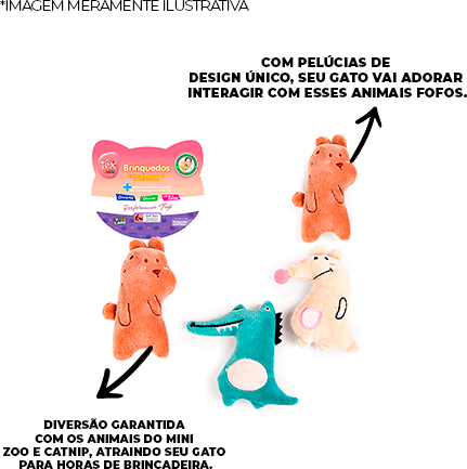 Brinquedo Pelúcia Tex Brasil Mini Zoo com Catnip para Gatos - Tam. Único