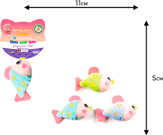 Brinquedo Pelúcia Tex Brasil Peixinhos Diversos com Catnip para Gatos - Tam. Único