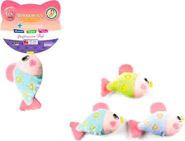 Brinquedo Pelúcia Tex Brasil Peixinhos Diversos com Catnip para Gatos - Tam. Único