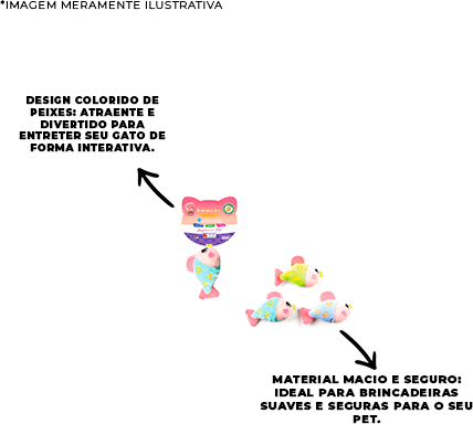 Brinquedo Pelúcia Tex Brasil Peixinhos Diversos com Catnip para Gatos - Tam. Único