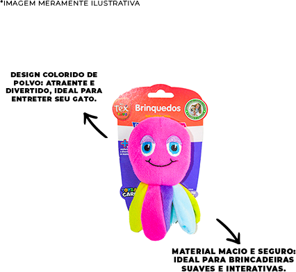 Brinquedo Pelúcia Tex Brasil Polvo Colorido para Cães - Tam. Único