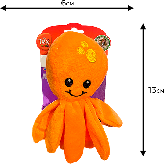Brinquedo Pelúcia Tex Brasil Polvo Feliz Laranja para Cães - Tam. Único
