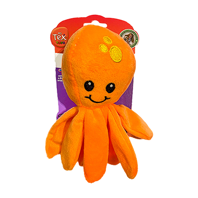 Brinquedo Pelúcia Tex Brasil Polvo Feliz Laranja para Cães