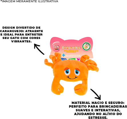Brinquedo Pelúcia Tex Brasil Siri Laranja para Cães - Tam. Único