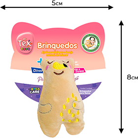 Brinquedo Pelúcia Tex Brasil Ursinho Soneca com Catnip Bege para Gatos - Tam. Único