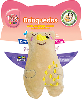 Brinquedo Pelúcia Tex Brasil Ursinho Soneca com Catnip Bege para Gatos - Tam. Único