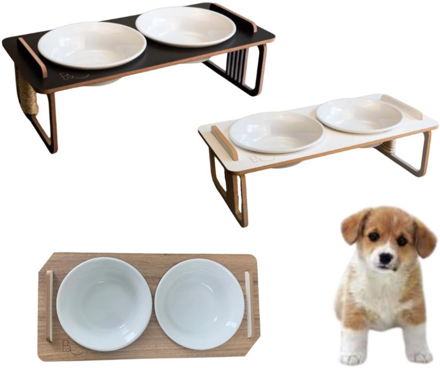 Comedouro Duplo Bastet Hórus para Cães Branco - Tam. Único