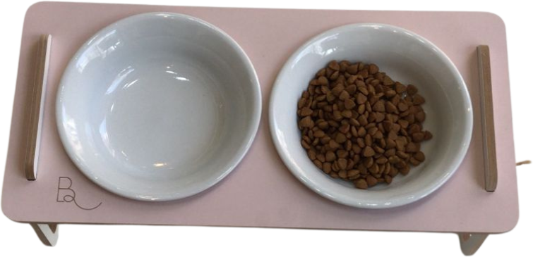 Comedouro Duplo Bastet Hórus para Cães Rosa - Tam. Único
