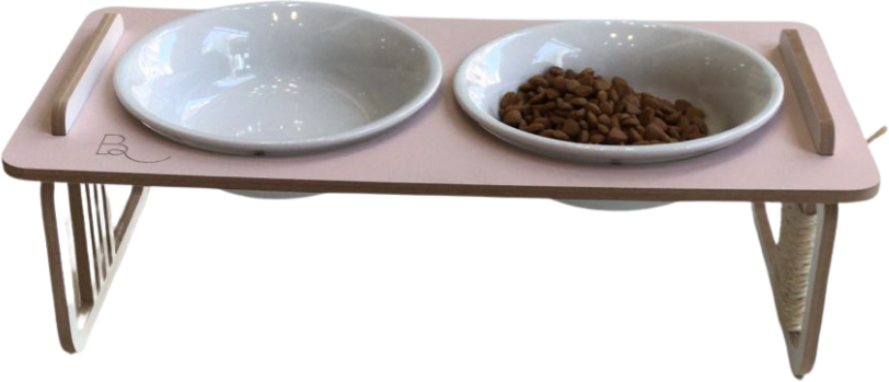 Comedouro Duplo Bastet Hórus para Cães Rosa - Tam. Único