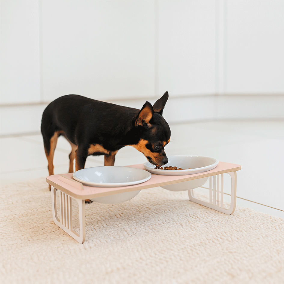 Comedouro Duplo Bastet Hórus para Cães Rosa - Tam. Único