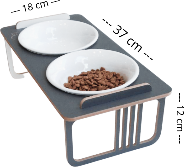 Comedouro Duplo Bastet Hórus para Cães Cinza - Tam. Único