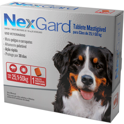 Antipulgas e Carrapatos NexGard 136 mg para Cães de 25,1 a 50 Kg