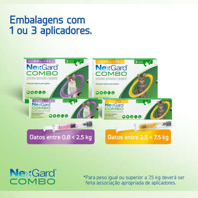 Antiparasitário Nexgard Combo para Gatos de 0,8 Kg a 2,5 Kg