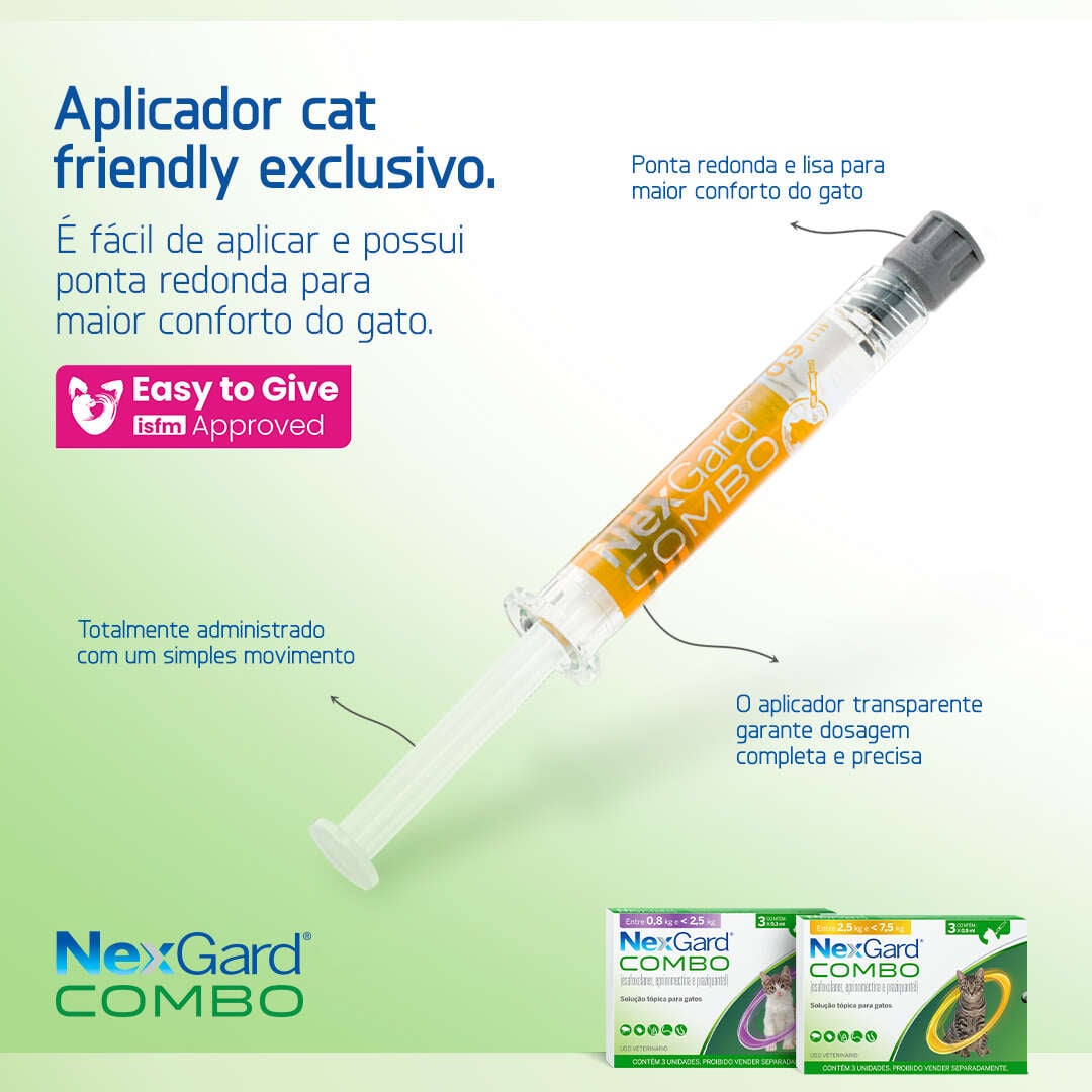 Antiparasitário NexGard Combo 3,6 mg para Gatos de 0,8 a 2,5Kg - 1 Pipeta