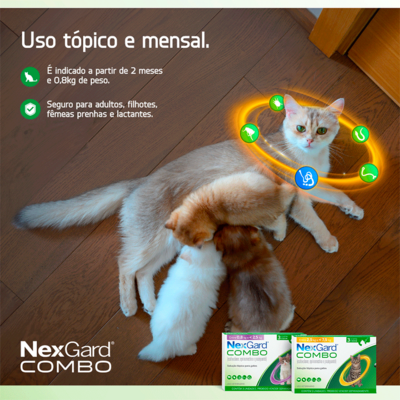 Antiparasitário Nexgard Combo para Gatos de 2,5 Kg a 7,5 Kg - 1 Aplicador
