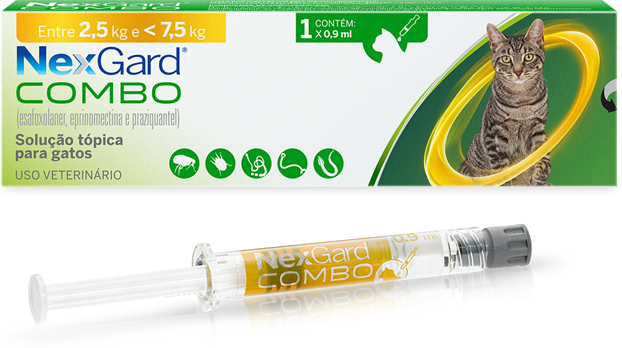 Antiparasitário NexGard Combo 10,8 mg para Gatos de 2,5 a 7,5Kg - 1 Pipeta