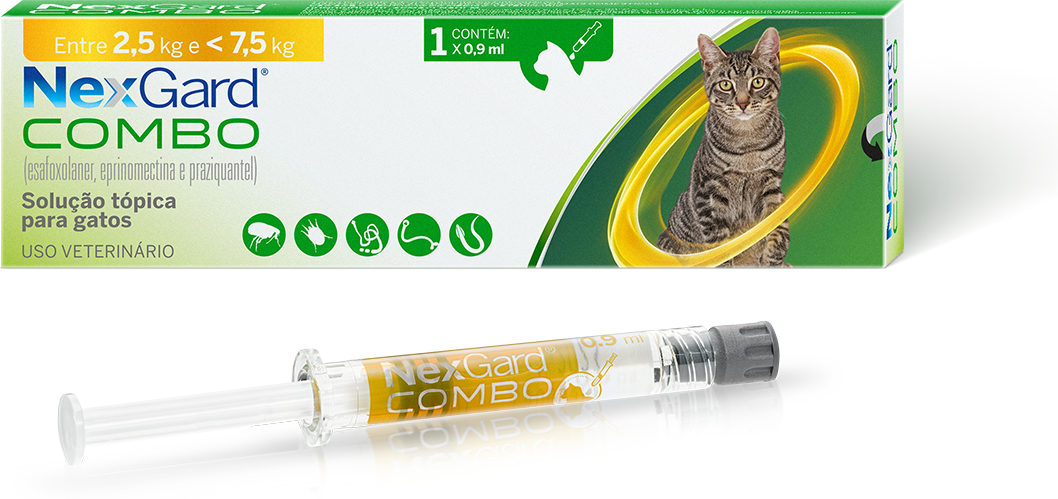 Antiparasitário NexGard Combo 10,8 mg para Gatos de 2,5 a 7,5Kg - 1 Pipeta