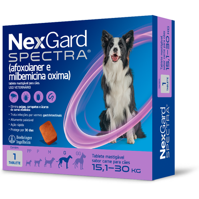 Antipulgas, Carrapatos e Vermífugo NexGard Spectra para Cães de 15,1 a 30 Kg