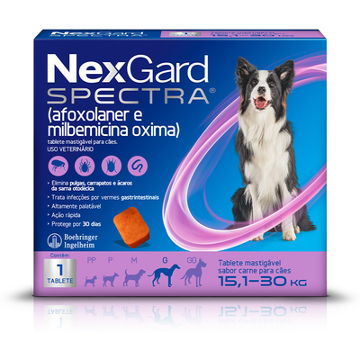 Antipulgas, Carrapatos e Vermífugo NexGard Spectra para Cães de 15,1 a 30 Kg